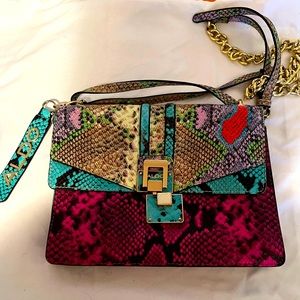 Aldo Vegan leather Multi--color snake print Shoulder bag